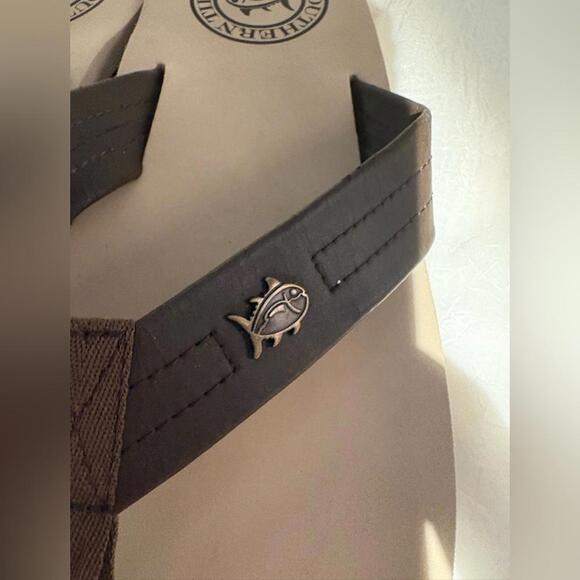 Men's Dockside Leather Sandals beach flip-flops boat shoes Southern Tide Size 10 - Picture 2 of 8